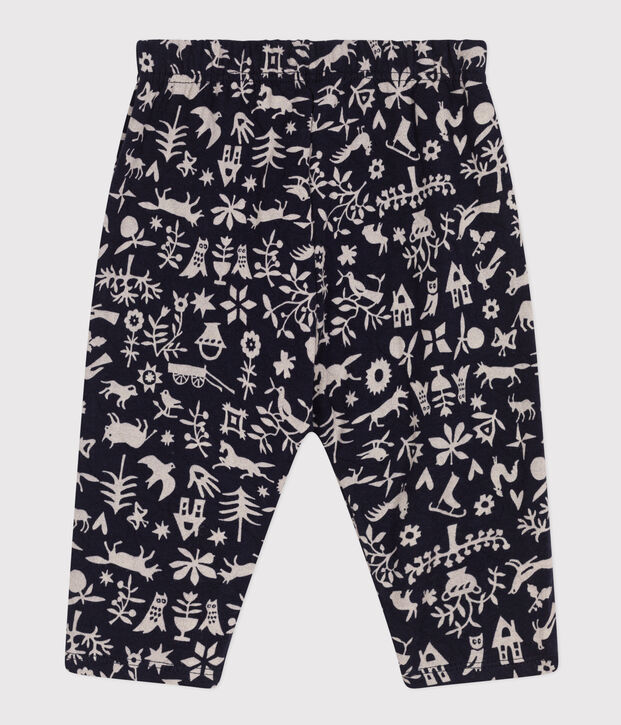 Baby-Hose aus bedrucktem gestepptem Doppeljersey blau/naturfarben