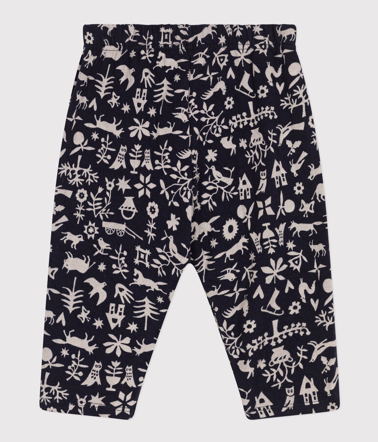Baby-Hose aus bedrucktem gestepptem Doppeljersey blau/naturfarben