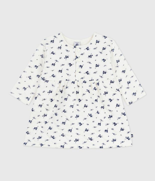 Lang&auml;rmeliges Baby-Kleid aus Baumwolle mit Blumenmuster blau/blau