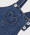 Langbeinige Baby-Latzhose aus Jeansstoff mit Tasche in Herzform blau