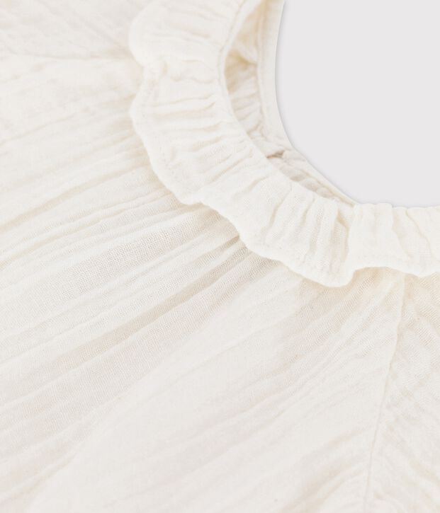 Kurz&auml;rmelige Baby-Bluse aus Bio-Musselin-Stoff weiss