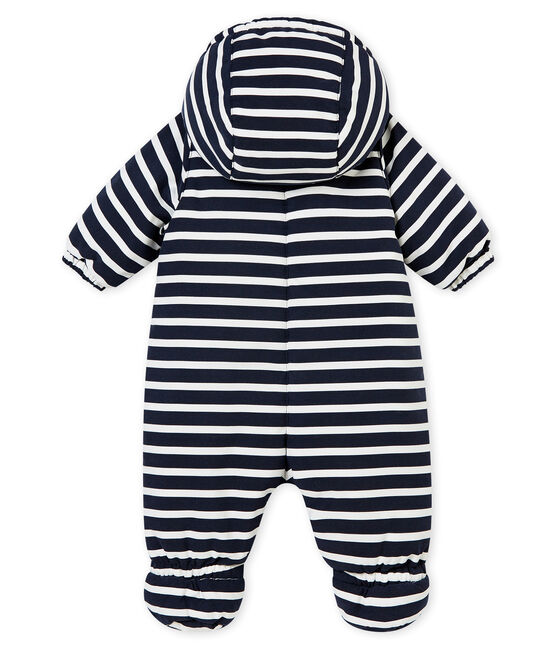 Gestreifter Baby-Fliegeroverall aus Mikrofaser für Jungen blau SMOKING/weiss MARSHMALLOW
