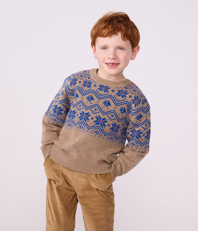 Kinder-Jacquardpullover aus Wolle und Baumwolle