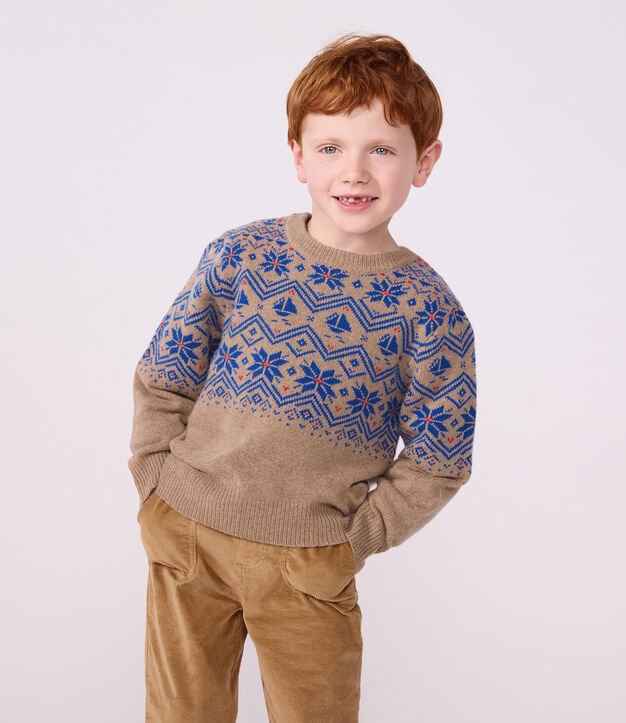 Kinder-Jacquardpullover aus Wolle und Baumwolle vielfarbig/vielfarbig