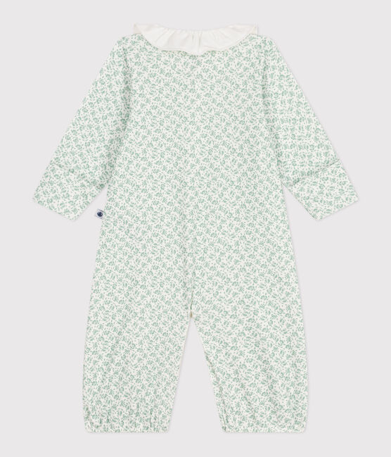 Baby Kombi-Overall aus Baumwolle mit geblümtem Kragen weiss MARSHMALLOW/weiss MULTICO
