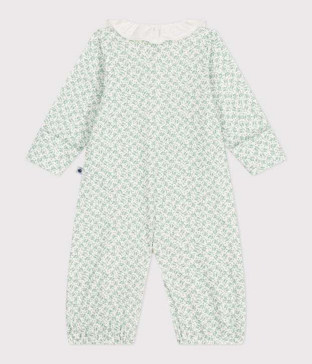 Baby Kombi-Overall aus Baumwolle mit gebl&uuml;mtem Kragen weiss/vielfarbig