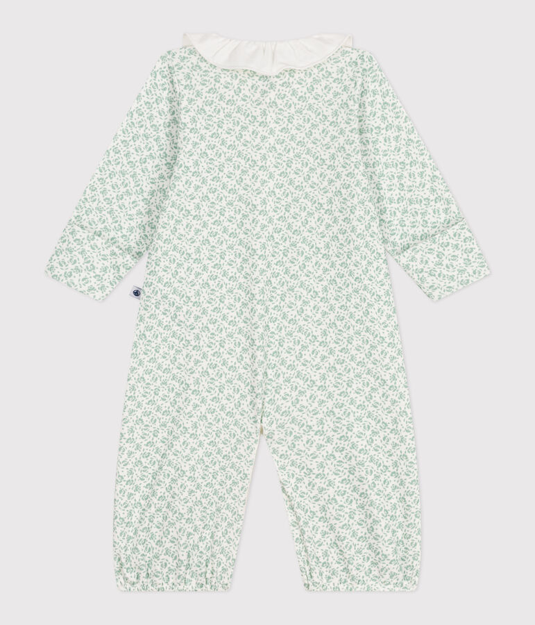 Baby Kombi-Overall aus Baumwolle mit gebl&uuml;mtem Kragen weiss/vielfarbig