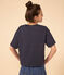 Damen-T-Shirt LE BOXY aus Baumwolle blau SMOKING/weiss MARSHMALLOW