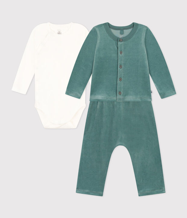 Baby-Set inkl. Body aus Nicki gr&uuml;n