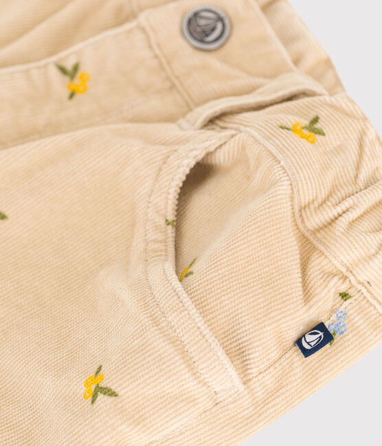 Kinder-Hose aus Fein-Cord mit Muster beige CAJOU/ MULTICO
