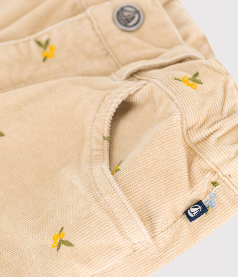 Kinder-Hose aus Fein-Cord mit Muster beige/vielfarbig