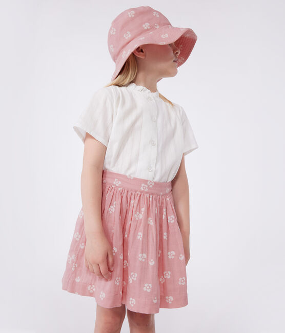 Kinder-Rock aus geblümter Baumwolle rosa CHARME/weiss MARSHMALLOW