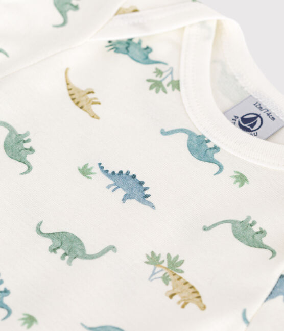 Kurzärmeliger Baby-Body aus Baumwolle mit Print weiss MARSHMALLOW/weiss MULTICO