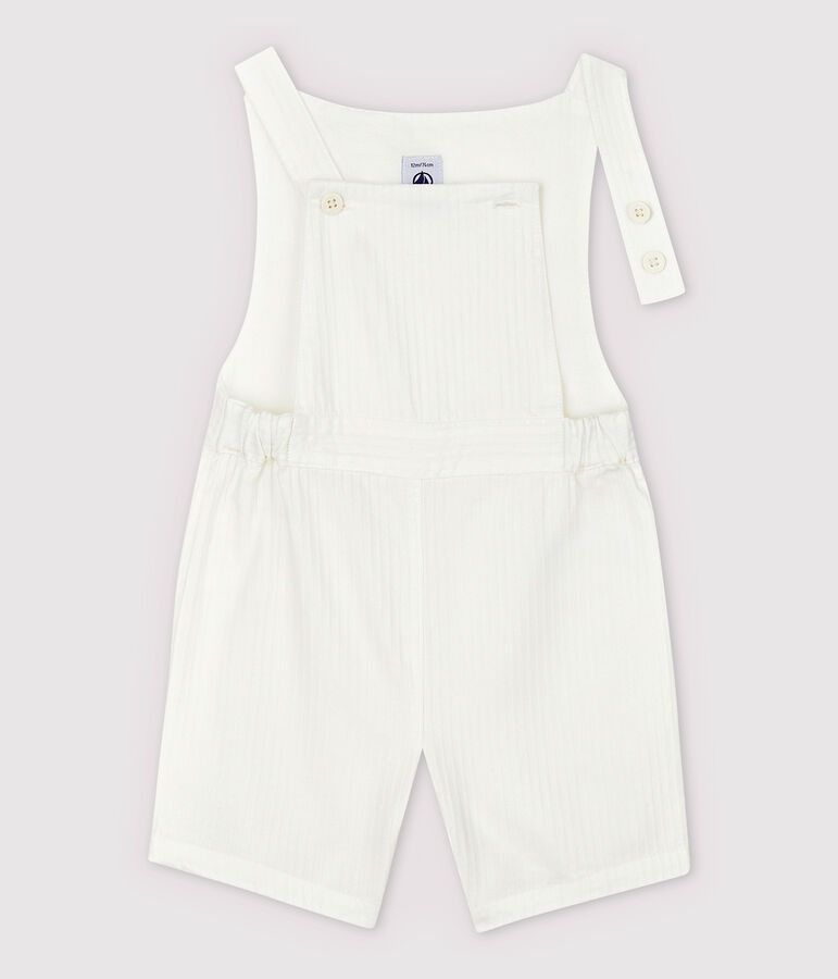 Kurze, gestreifte Baby-Latzhose aus Popeline f&uuml;r Jungen weiss
