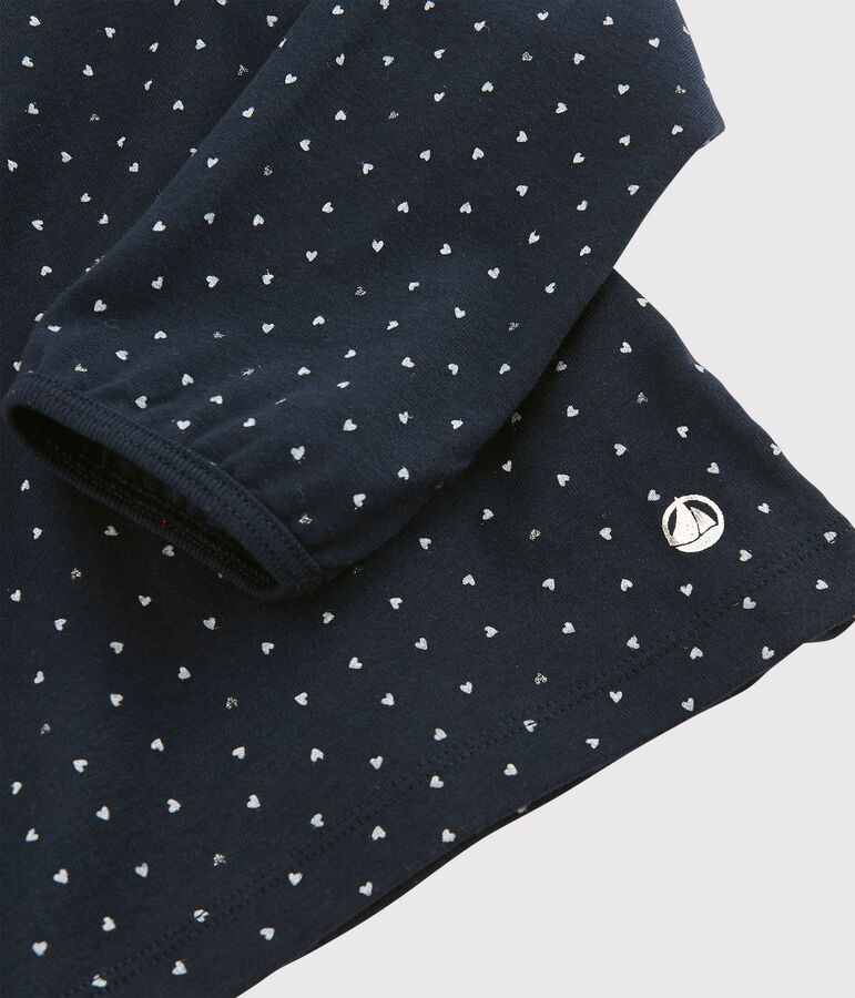 Kinder-T-Shirt mit Kragen f&uuml;r M&auml;dchen blau/vielfarbig