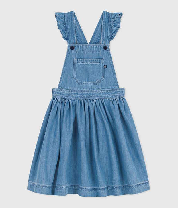 Kinder-Latzkleid aus Baumwolle blau