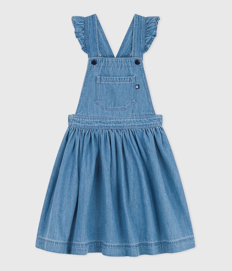 Kinder-Latzkleid aus Baumwolle blau DENIM CLAIR