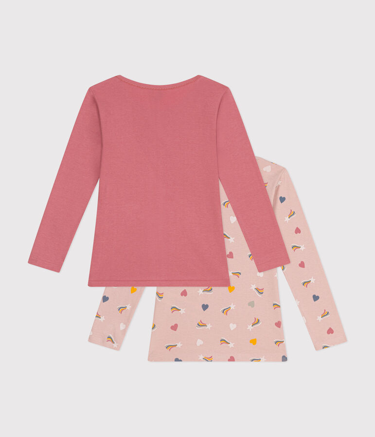 2er-Set lang&auml;rmelige Kinder-T-Shirts aus Baumwolle mit Herzmotiv vielfarbig