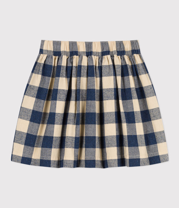 Kinderrock aus Baumwoll-Flanell zum Eislaufen f&uuml;r M&auml;dchen blau/naturfarben