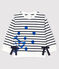 Lange Baby-Latzhose aus Molton für Mädchen weiss MARSHMALLOW/blau SMOKING