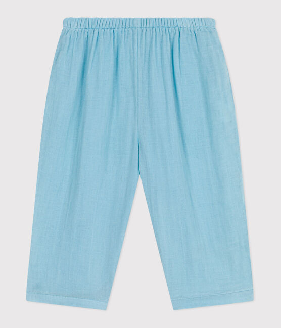 Baby-Hose aus einfarbigem Musselin-Stoff blau AQUATIC