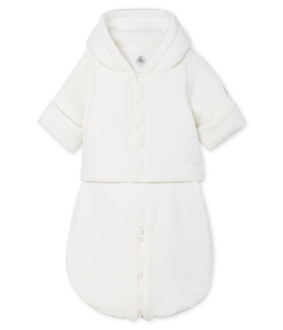 3-in-1-Fliegeroverall aus Velours für Babys weiss MARSHMALLOW