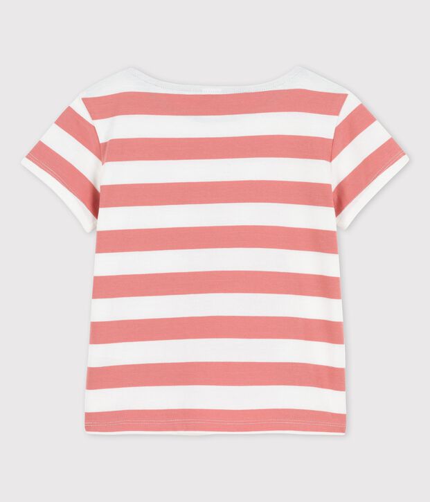Kurz&auml;rmeliges T-Shirt aus Baumwolle f&uuml;r M&auml;dchen rosa/weiss
