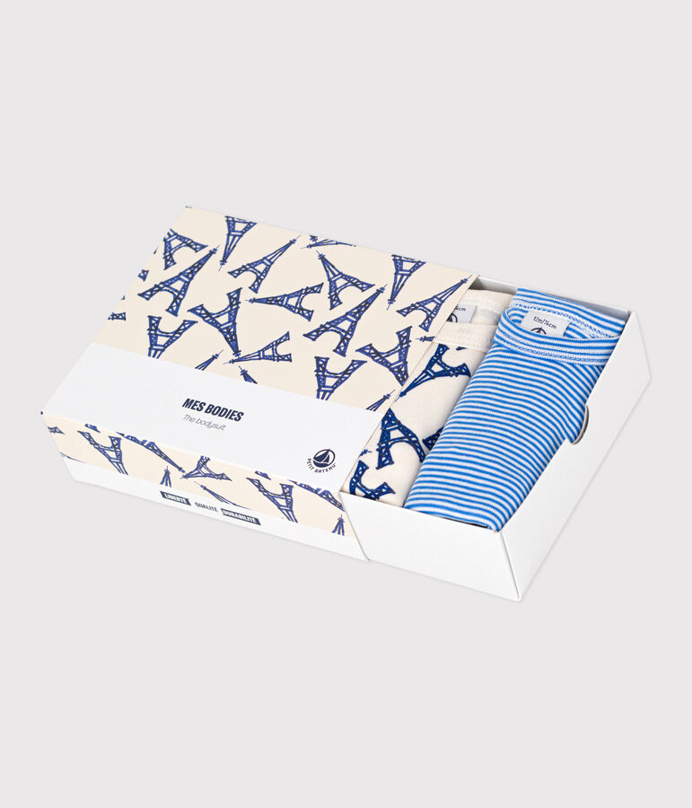 3er-Set kurz&auml;rmelige Bodys aus Baumwolle mit Paris-Motiv f&uuml;r Babys vielfarbig