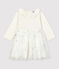 Baby-Strickkleid für Mädchen weiss MARSHMALLOW/grau ARGENT