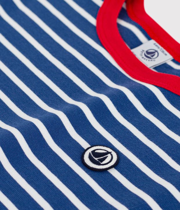 Kurz&auml;rmeliges Kinder-T-Shirt aus Baumwolle mit Streifen blau/weiss