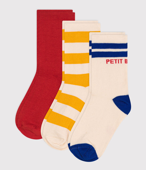 3er-Set gestreifte Kindersocken aus Baumwolle vielfarbig