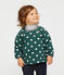 Langärmelige gemusterte Baby-Bluse für Mädchen grün SOUSBOIS/weiss MARSHMALLOW
