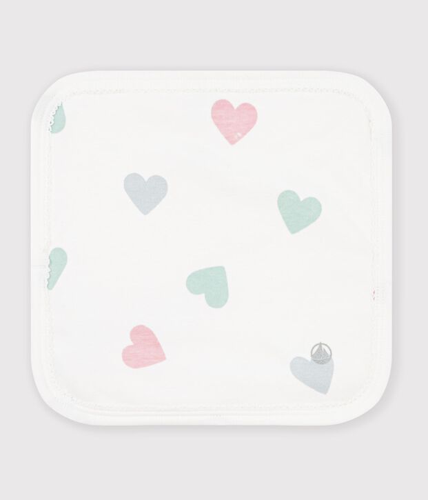 Babytuch aus Baumwolle und Frottee mit Herzmotiv weiss/vielfarbig