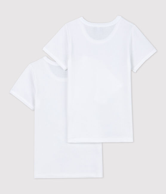 2er-Set kurzärmelige weiße T-Shirts für Mädchen variante 1