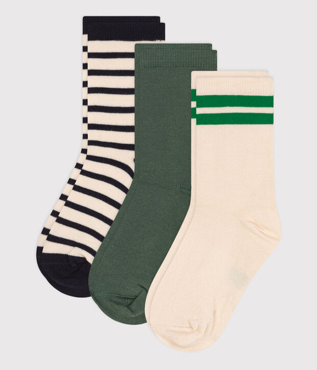 3er-Set gestreifte Kindersocken aus Baumwolle vielfarbig