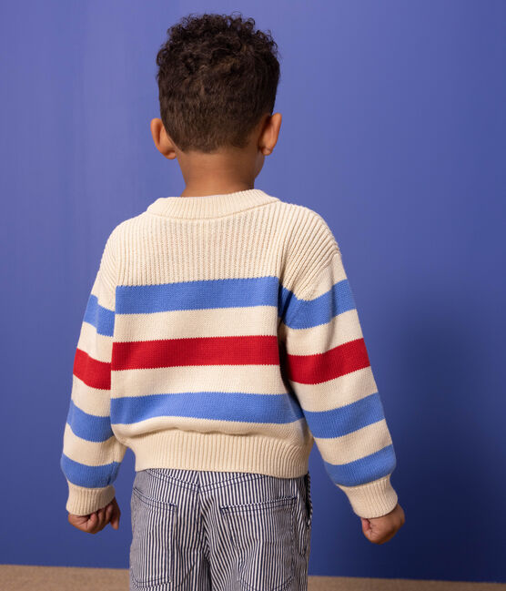 Kinderpullover aus Wolle mit Streifen weiss AVALANCHE/ EDNA/ PEPS