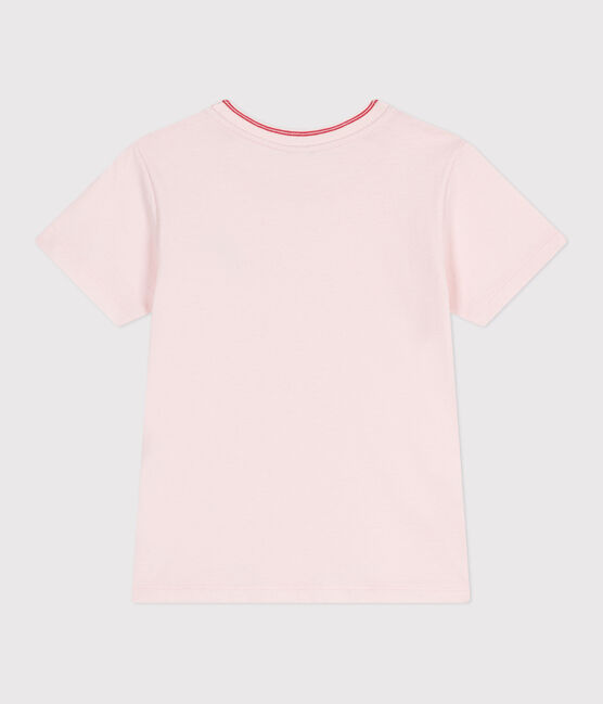 Kurzärmeliges Kinder-T-Shirt aus einfarbiger Baumwolle rosa FLEUR