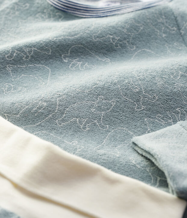 Kinderpyjama aus Frottee mit B&auml;renmotiv grau/weiss