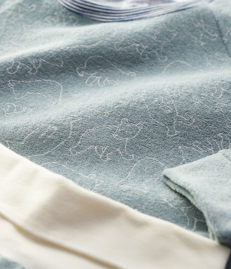 Kinderpyjama aus Frottee mit B&auml;renmotiv grau/weiss