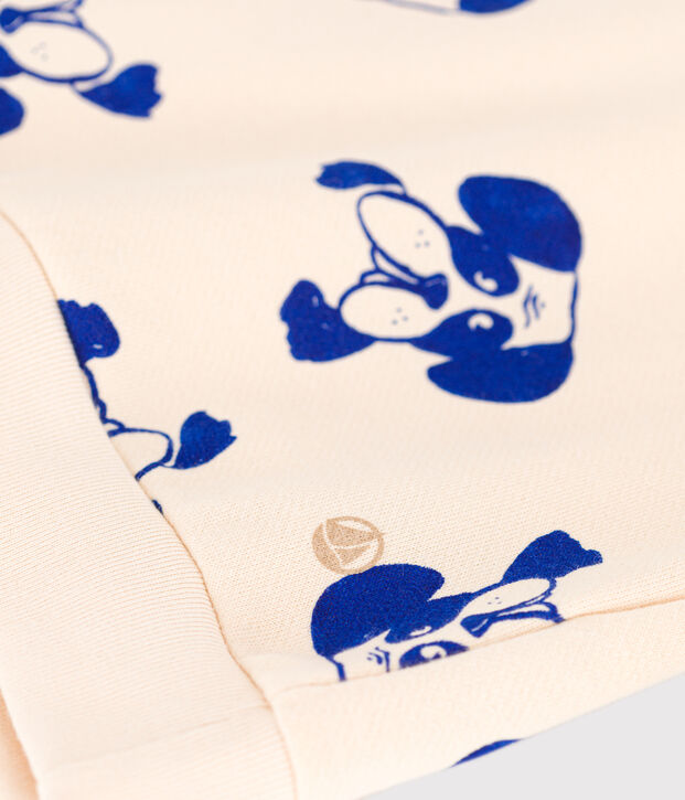 Sweatshirt mit Printmotiv aus Molton naturfarben/blau