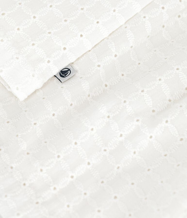 &Auml;rmelloses wei&szlig;es Baby-Kleid aus Baumwolle mit Lochspitze weiss