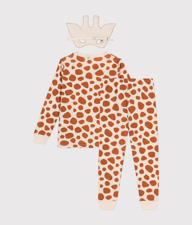 Kinderpyjama aus Baumwolle im Giraffen-Verkleidungs-Look naturfarben/braun