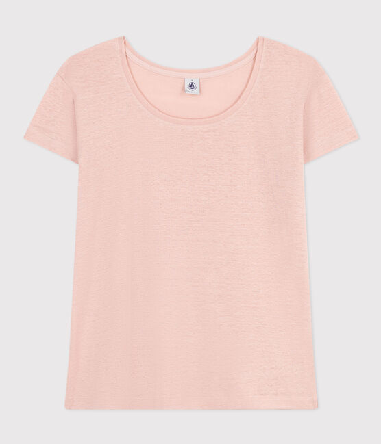 T-Shirt Le Droit aus Leinen mit Rundhalsausschnitt, Damen rosa SALINE