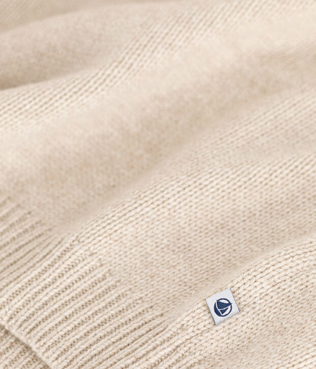Kinder-Jacquard-Pullover aus Wolle und Baumwolle beige/vielfarbig