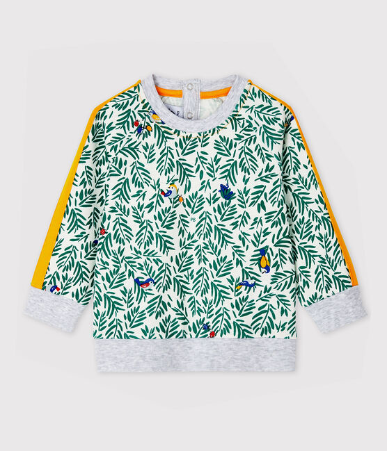 Gemustertes Baby-Sweatshirt aus Rippstrick für Jungen weiss MARSHMALLOW/weiss MULTICO