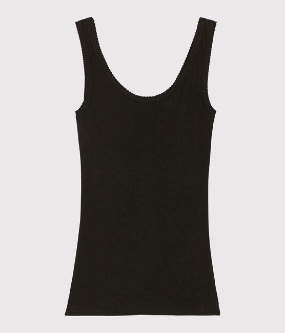 Damen-Tanktop aus Wolle und Baumwolle schwarz NOIR
