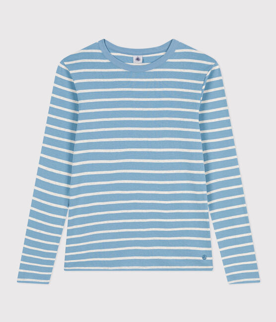 T-Shirt L’ICONIQUE aus Baumwolle mit rundem Ausschnitt für Damen AZUL/ MONTELIMAR