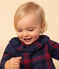 Langärmelige Baby-Bluse aus Flanell blau SMOKING/weiss MULTICO