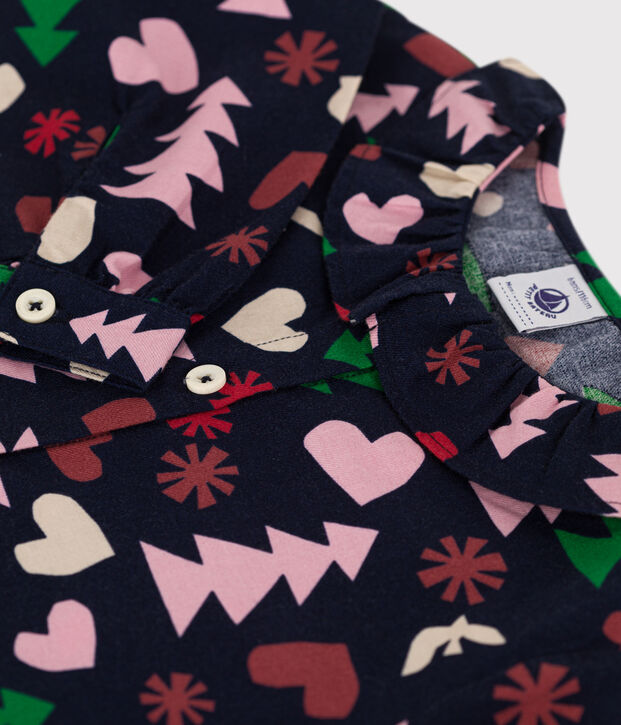 Lang&auml;rmelige Kinder-Bluse aus Flanell f&uuml;r M&auml;dchen blau/vielfarbig