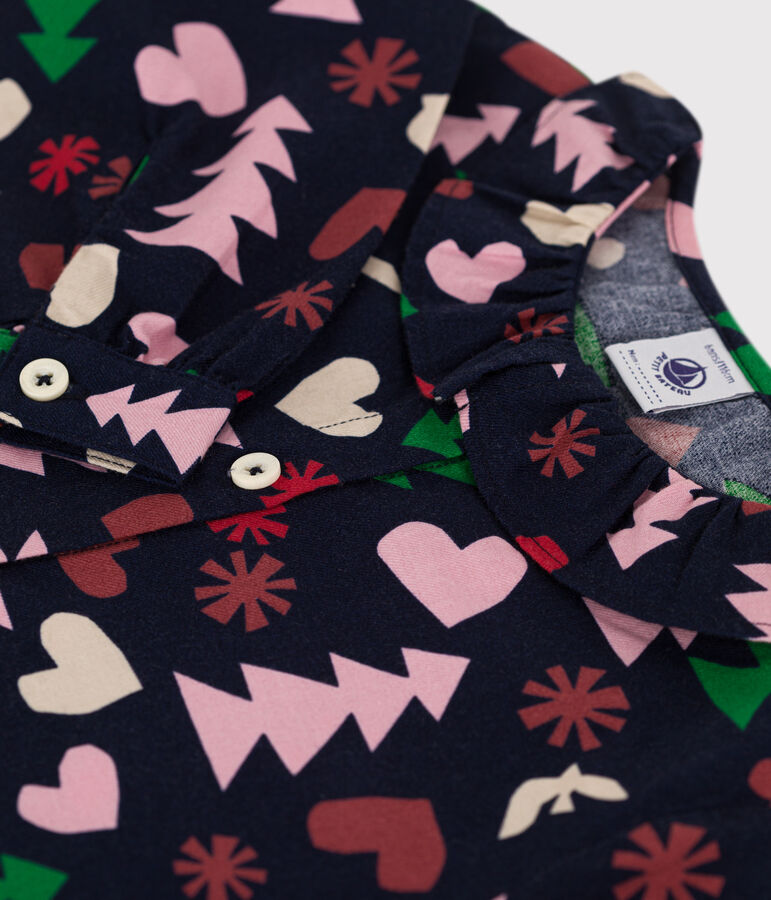 Lang&auml;rmelige Kinder-Bluse aus Flanell f&uuml;r M&auml;dchen blau/vielfarbig